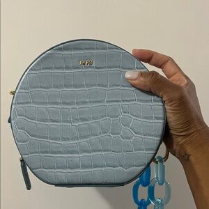 JW PEI Light Blue Croc-Embossed Mini Bag